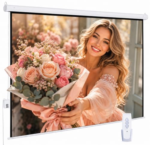 120' Motorized Projector Screen, Electric 16:9 Projector Screen with Remote Control, Indoor/Outdoor...
