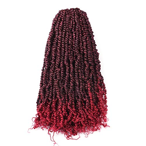 TOYOTRESS Tiana Passion Twist Hair Burgundy 20 inch 9 Packs Ombre Red Pre-Twisted Pre-Looped Passion Twists Crochet Braids Synthetic Braiding Hair Extension (20 Inch-9 Pcs, T1B/118)