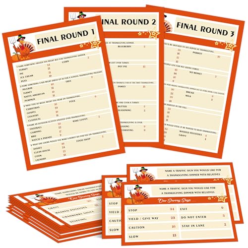 Qoqxjodd Thanksgiving Party Game, Thanksgiving Friendly Feud, Family Game Night, Family Group Games, Thanksgiving Trivia Game, The Holiday Party Game of Guessing Top Answers - GAW02