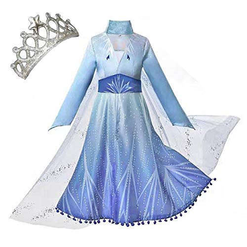 NNDOLL Costumes de Carnaval Fille Fille Princesse Robe Bleu Clair 866-cp (110 (2-3 Ans)