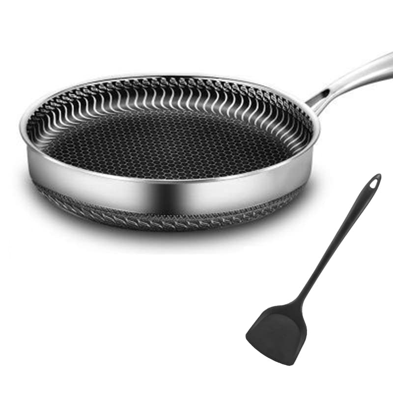 Cacerola 316 SART Pan de Acero Inoxidable Wok Pan no palmado Panal de Doble Lado Panal sin Aceite Fried Steak Pot General Sin Recubrimiento Caja de Cocina sartén (Color : 3, Sheet Size : 30CM)