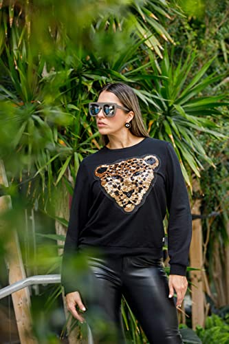 Image of Women's Long Sleeve Sweater with Sequins Patch (Multiple Designs)