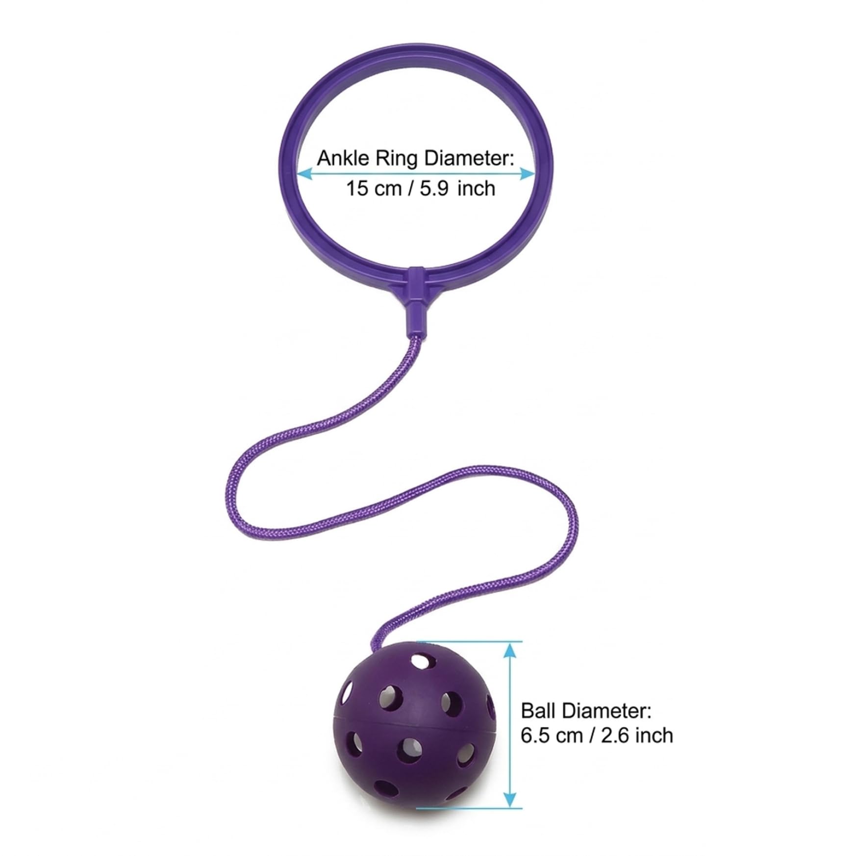 Balle à Sauter Violet Doux avec Anneau en Corde givrée pour Enfants – Jouet de Fitness perforé