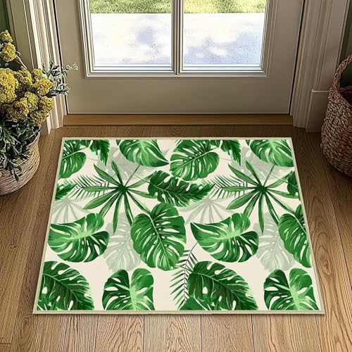 Tapete decorativo de hoja verde 60x90 cm lavable miniatura 1