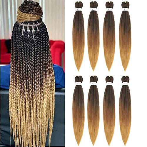 Pre Stretched Braiding Hair Ombre 26 Inch Brown 8 Packs