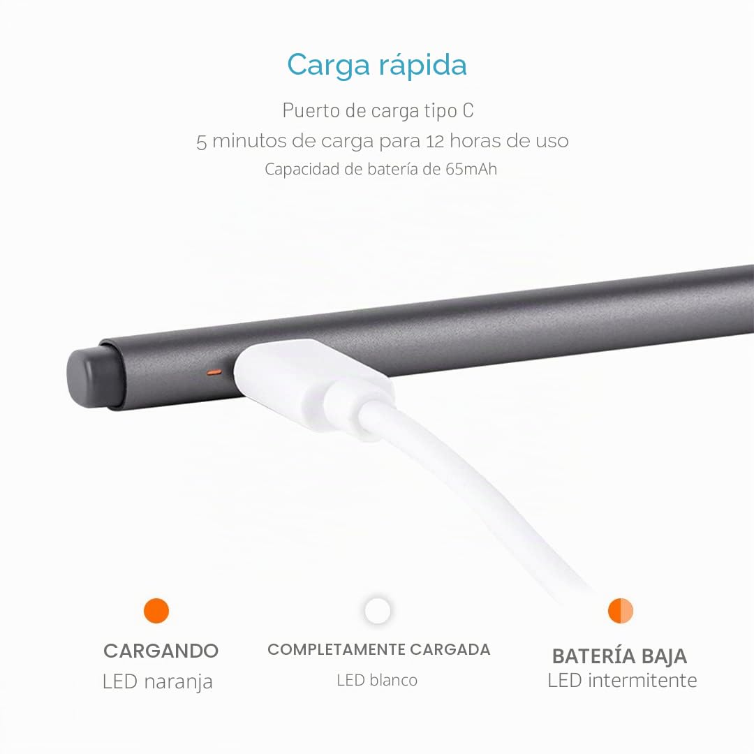 Andana MPP Stylus EC Pen 2.0, sensibilidad a la presión 4096, rechazo de Palma, Recarga USB-C, Lápiz óptico Surfacecompatible con Microsoft Surface y Algunos ASUS, Acer, DELL, HP, Vaio