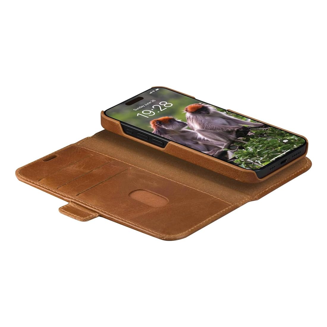 dbramante1928 Lynge - etui z klapką na telefon komórkowy - skóra licowa - jasnobrązowe - do Apple iPhone 15 Pro Max