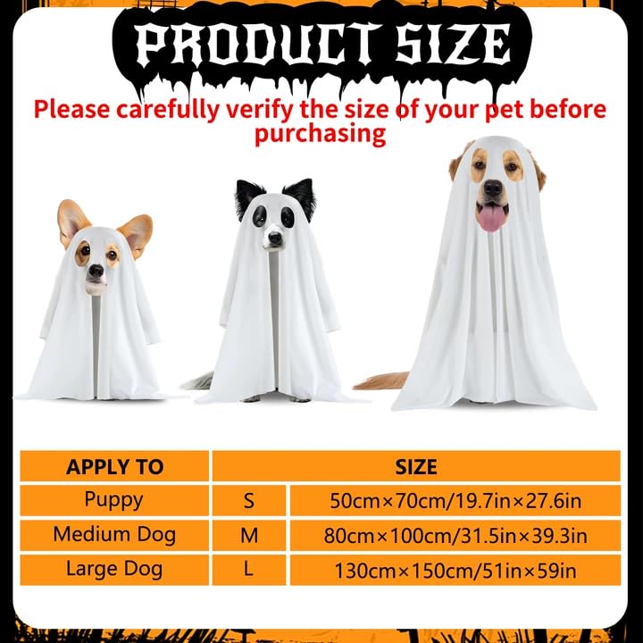 Disfraz Halloween Fantasma para Perro Grande 51.2×59.1 pulg miniatura 2