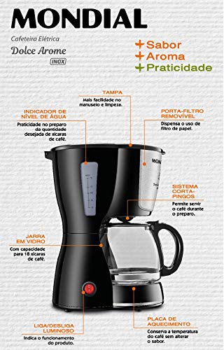 Cafeteira Elétrica Mondial, Dolce Arome Inox, 127V, Preto, 550W - C-30 18X
