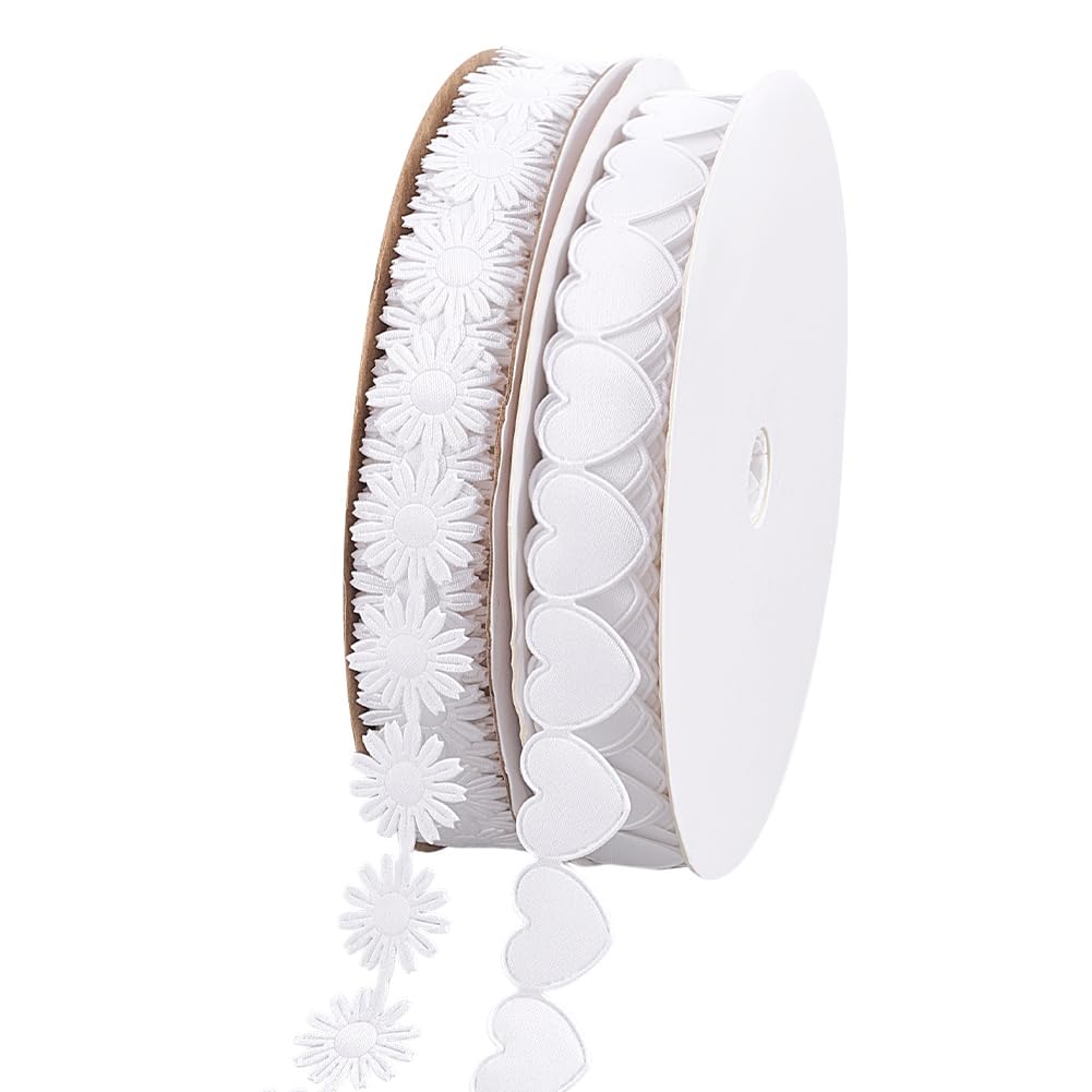 Ruban de marguerite cœur couture blanche de 1.6cm de large