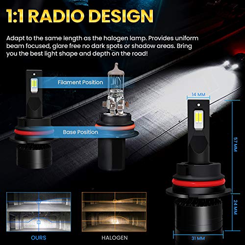 9004/Hb1 Led Bulbs, Car Rover 100W High Power 20,000Lm Extremely Bright 6000K Hi/Lo Conversion Kit Adjustable Beam, Halogen Replacement (Pack Of 2) #TOP2