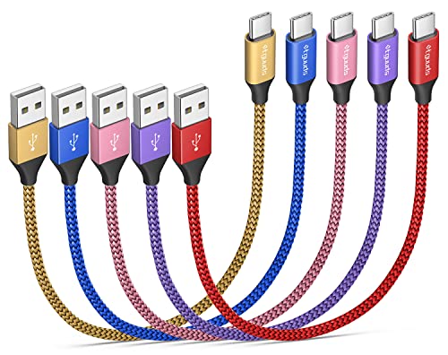 etguuds Short USB C Cable 1ft 5-Pack USB to USB C Charger Cable Fast Charging Cord Type C for iPhone 17 16 15 Pro Max Plus 17 Air 16e Samsung Galaxy S25 S24 S23 S22 S21 S20 A17 A16 A15 A26 A36 A56