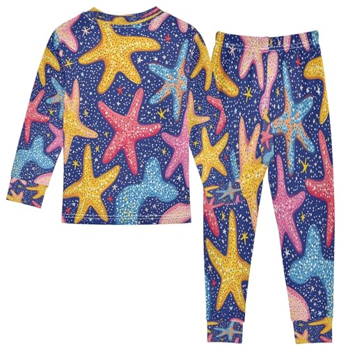 Pajama Sets Long Sleeve Colorful Starfish Soft Comfy Sleepwear 2 Piece PJS 3-8T3