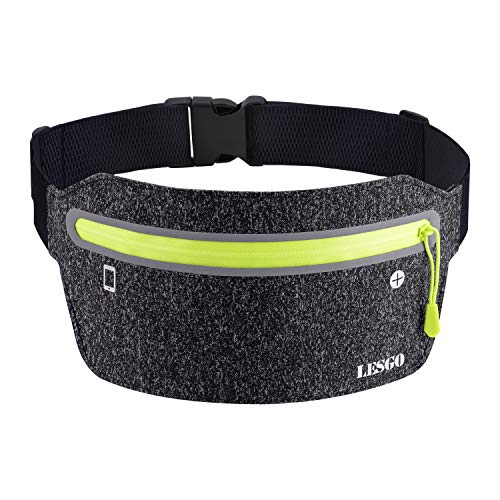 LESGO ランニング ポーチ ウエストバッグ ランニングベルト 超軽量 超薄 防水 防汗 4つの独立ポケット 6.5インチまでスマホに対応 夜間反射素材 ジョギング ウオーキング サイクリング 登山 旅行 ダークグレー