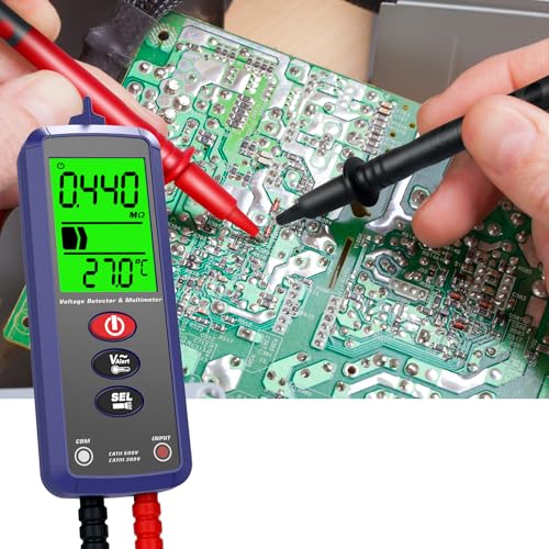 Image of Handheld Digital Smart Household Multimeter, Voltage Tester with Leads, Voltmeter Measures, NCV, AC /DC Voltage, Resistance, Continuity & Live Wire for Automotive Testing Multimeter Detector