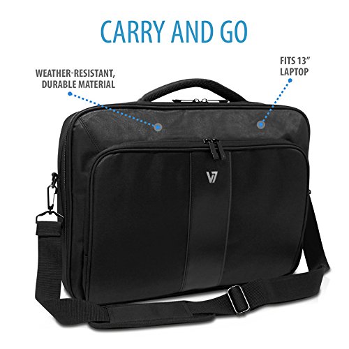 V7 13" Professional 2 Frontloading Laptop and Tablet Case for business professionals, college students and travelers made of water resistant Polyester - CCP24-9N,Black