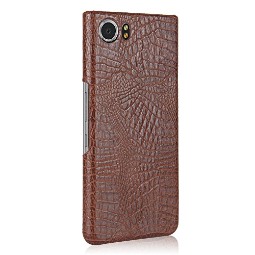 Zshion Case for BlackBerry Keyone ,Croco Premium PU Leather Protective Cases Simple Deurable and Lightweight Case for BlackBerry Keyone (Brown)