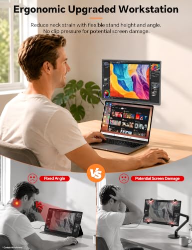 Image of HotYeah Travel Portable Monitor with Stand, w /Magnetic Stand & Speaker