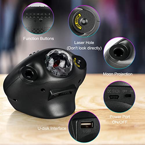 Proiettore Stelle Soffitto, Enteenly Luce Notturna Bambini, Galaxy Proiettore Lampada con Bluetooth, Telecomando, Luce Notturna per Camera dei Bambini - Image 7