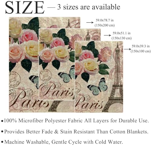 Couverture polaire imprimé fleurs rétro douce et grande taille - 5