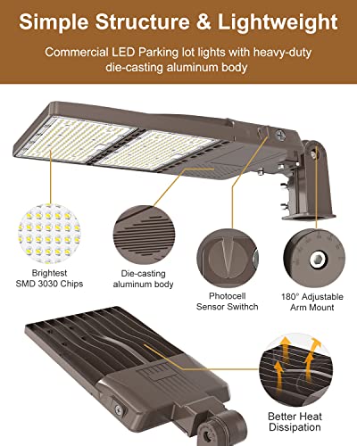 Led Parking Lot Light 240W 33600Lm, Led Shoebox Pole Light Adjustable Slip Fit Mount, 5000K Commercial Area Street Light Ip65 Waterproof Dusk To Dawn Outdoor Lighting For Yard|Roadway Ul&Dlc #TOP2
