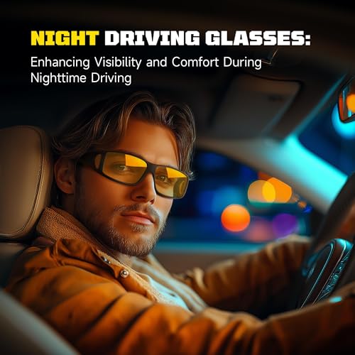 Night Driving Glasses for Men Women, Night Vision Glasses Fit Over Glasses Sunglasses Anti Glare Polarized HD2