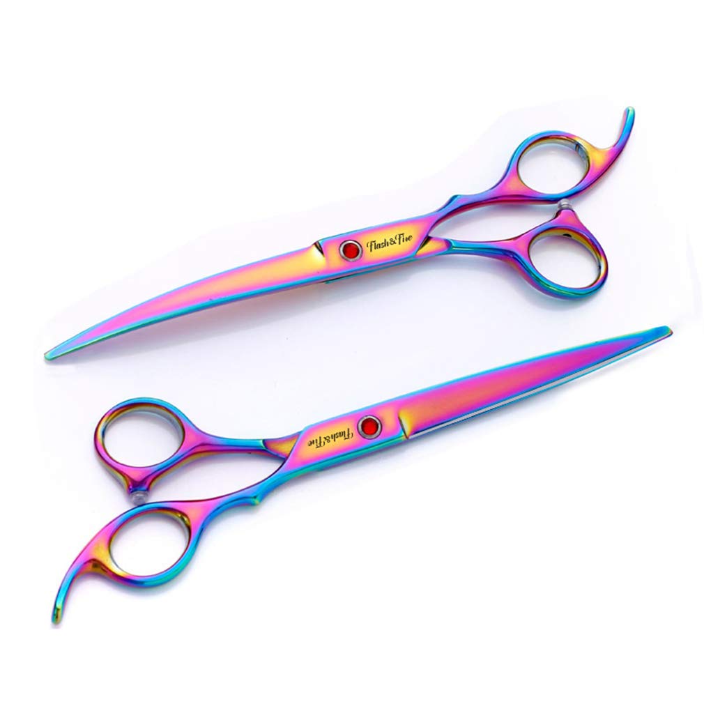 Juego de tijeras para el cuidado de mascotas de 7,0 pulgadas, 5 piezas, tijeras profesionales de peluquería, kit de herramientas para cortar el cabello con peine para salón, barbería, uso domésti