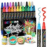 Betem 24 Colors Dual Tip Acrylic Paint Markers, Fabric Decorating Kits