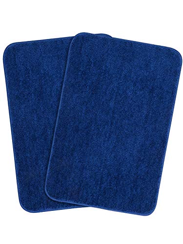 Saral Home Microfiber Solid Rectangle Anti-Skid Bath Mats | Soft & Super Absorbent Mats for Shower | Washable, Non-Slip & Quick-Drying Mats for Kitchen Bathroom | Set of 2 (Blue, 35X50 CM) 2