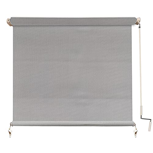 LETAU Cordless Outdoor Roller Shades, 8 Years Available for Outdoor, Cordless UV Protection Window Blinds, Light Grey