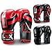 LNX Boxhandschuhe Performance Pro Leder 10 12 14 16 Oz - ideal für Kickboxen Boxen Muay Thai MMA Kampfsport UVM schwarz/rot (001) 12 Oz