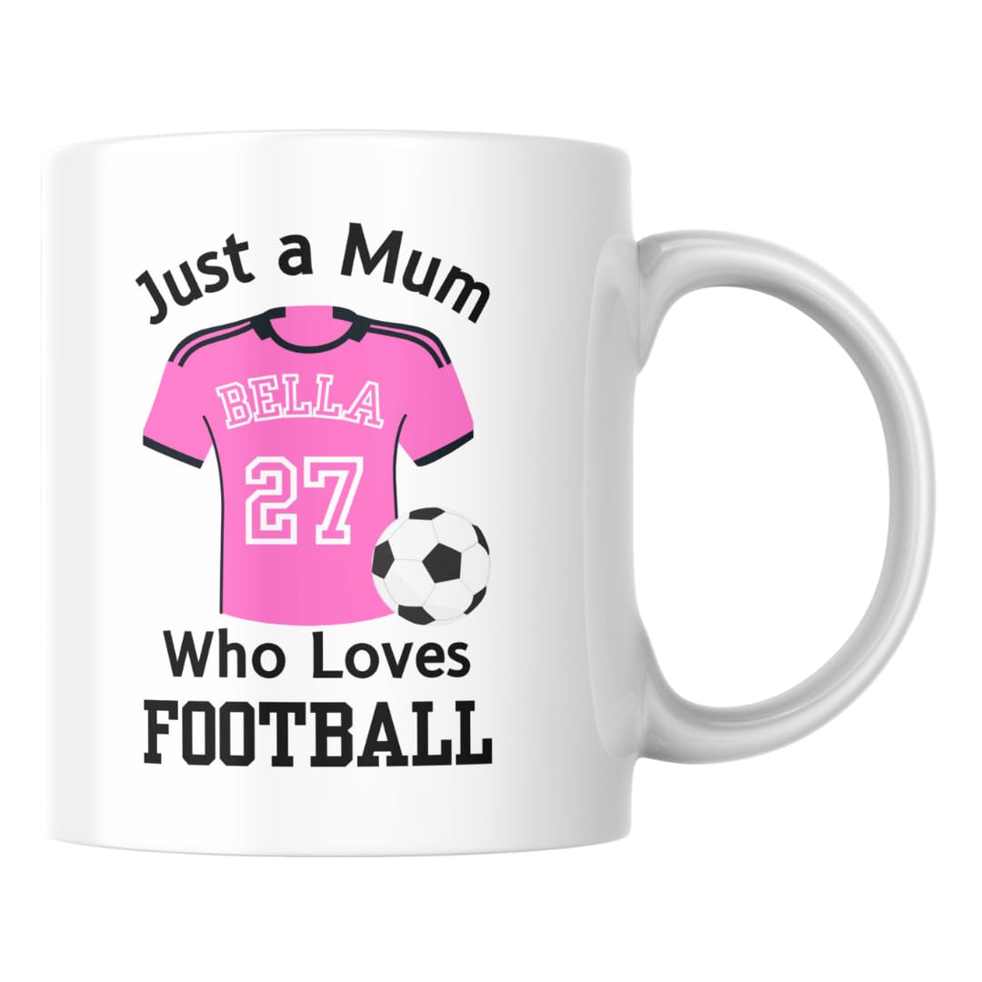 Personalised Football Mug, Just a Mum who loves Football mug, Personalised Football Jersey Shirt Mug, personalised gift, Mother's Day Gift, Gift for Mum, Birthday gift