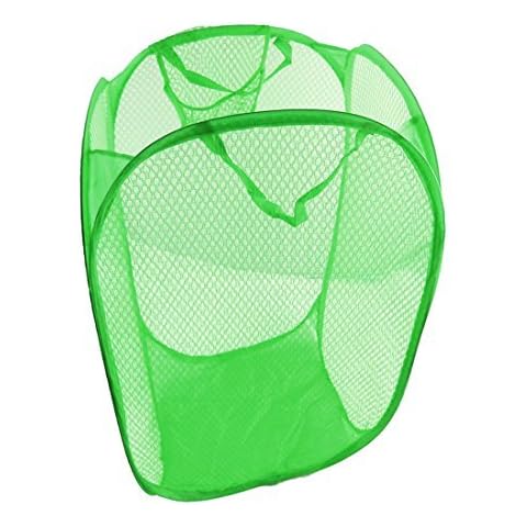 Warehouseshop WSS - Foldable Pop Up Mesh Washing Laundry Basket Bag Bin Hamper Toy Tidy Storage (Green) Cover