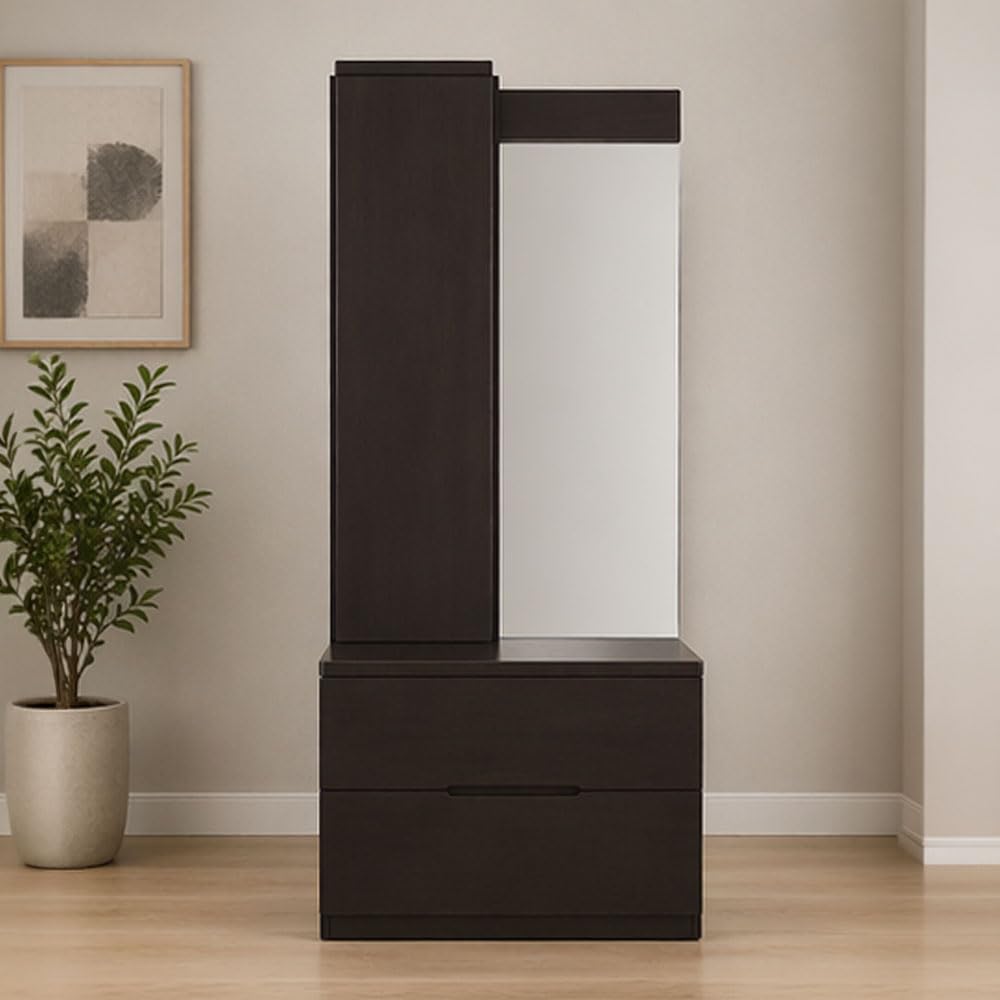 Aaron Dressing Table | Storage Drawers, Full-Length Mirror, Modern Design, Bedroom Vanity, Dark Wood Finish-image-20