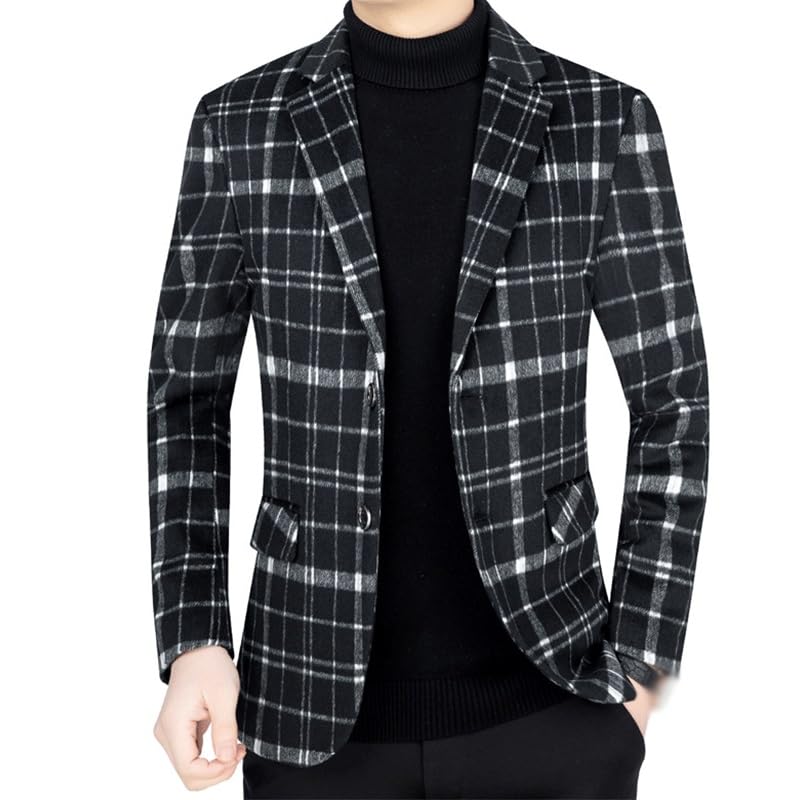 Casual Blazers Mens Retro Tweed Plaid Suit Jacket British Gentleman Single Breasted Sport Coat Western Sport Coats