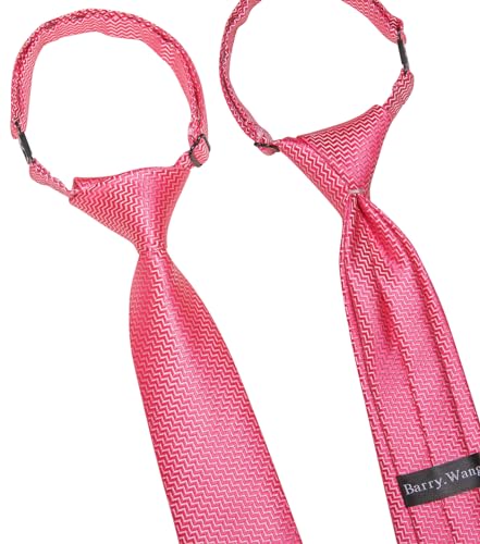 Image of Barry.Wang Boys Ties School Pre-Tied Kids Necktie Handkerchief Clip Set Uniforms Child Ties for 8-14 Years Wedding Party