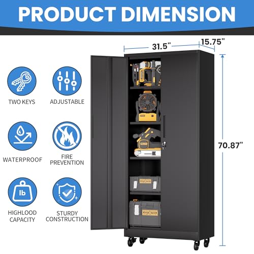 Image of Metal Storage Cabinet for Garage, Tool Cabinet, Utility Cabinet
