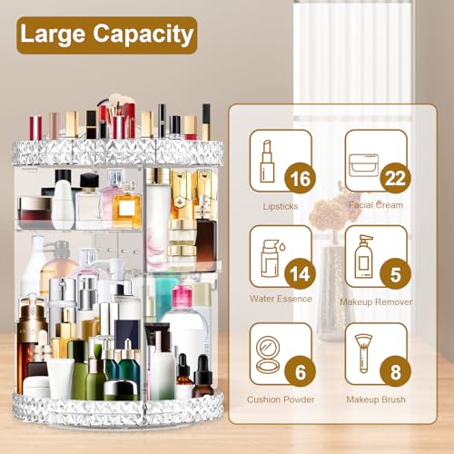 SMINIKER-360-Rotating-Makeup-Organizer-Eyeshadow-Palette-Organizer-Large-Capacity-Cosmetics-Organizer-Beauty-Organizer-Clear-Cosmetic-Storage-Display-Case-with-7-Layers-Detachable-ShelveWhite