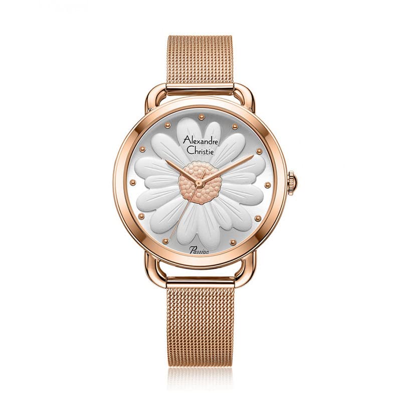 Alexandre Christie AC 2852 LHB Classic Ladies Analog Watch with 3D Flower Effect - Silver Rose Gold (B0BYZSQHV2) Amazon Price History, Amazon Price Tracker