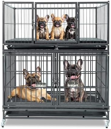 Homey Pet 43 Inch Metal Wire Dog Whelping Box for Puppies + Stack...