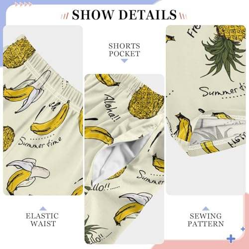 Aloha Pineapple Banana Boys Long Pants Soft Trousers Elastic Waist Kids Lounge Bottoms with Pockets S-XL4