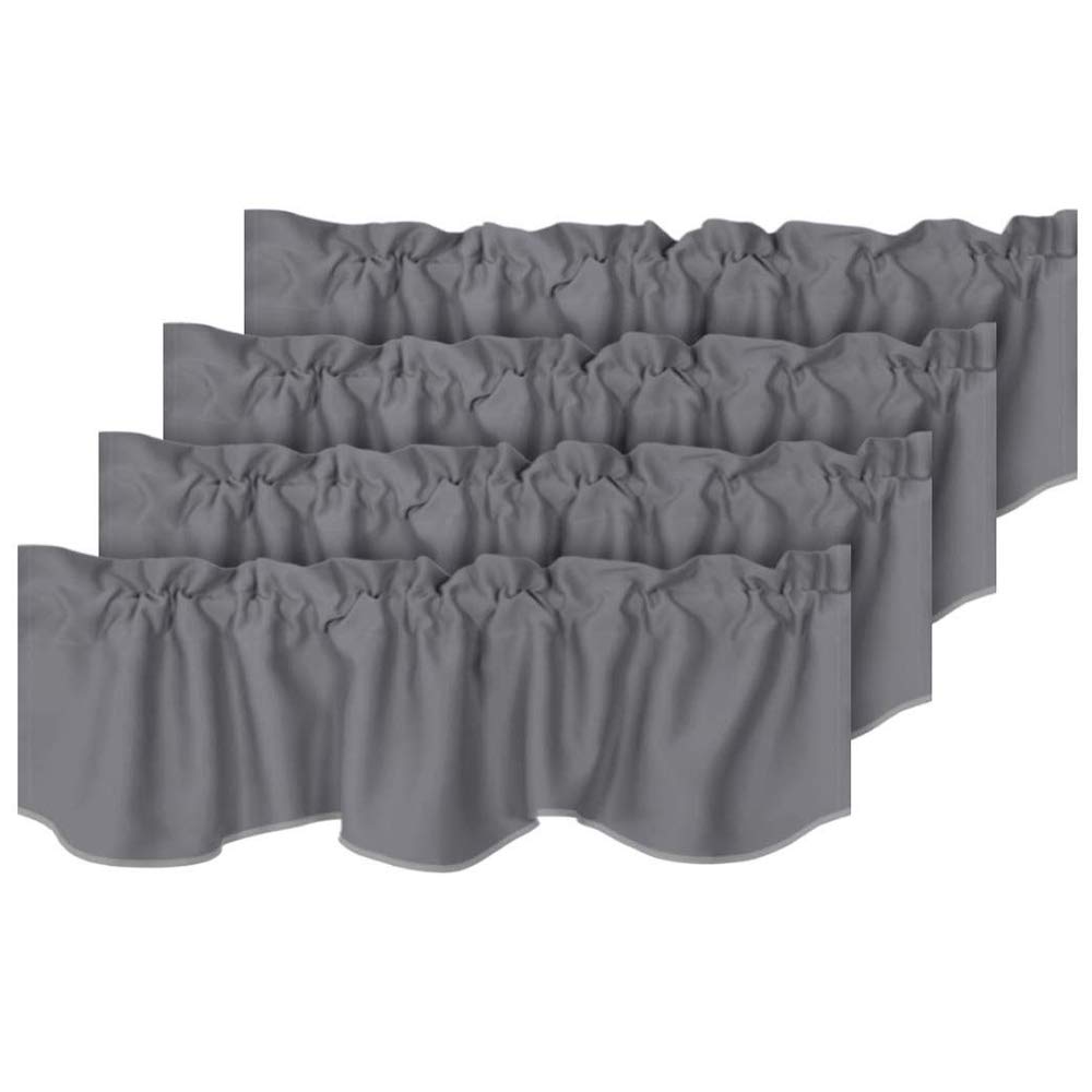 H.VERSAILTEX 4 Panels Blackout Curtain Valances for Kitchen Windows/Living Room/Bathroom Privacy Protection Rod Pocket Decoration Scalloped Window