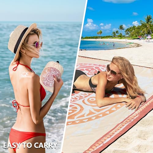 Image of WIWIGO Beach Blanket Waterproof Sandproof Beach Mat 79 inch X 83 inch /10'x9'for 2-8 Adults Quick Drying Outdoor Picnic Mat Beach Accessories for Travel, Camping, Hiking