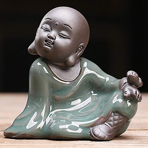 Statue de Bouddha Feng Shui : petite figurine de moine decorative pour salon et bureau