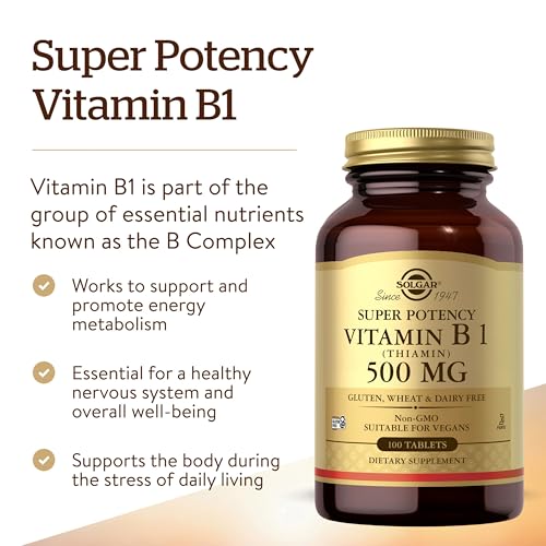 Solgar Vitamin B1 (Thiamin) 500 mg, 100 Tablets - Energy Metabolism - image 3