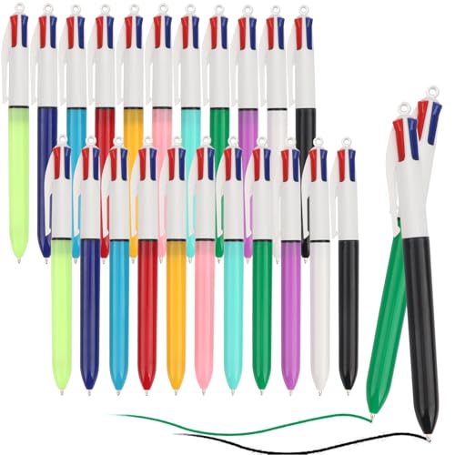 MOTIBACK 22 Pack Multi Colour Pen, Multi Coloured Pens All in One, 4-in-1 Retractable Ballpoint Pens, 4 Colour Pen for Office School Supplies Christmas Student Gifts