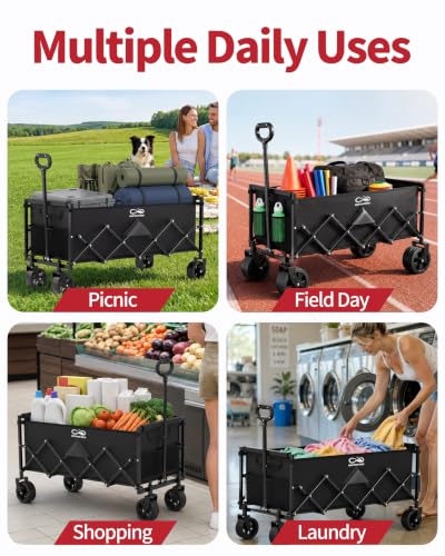 INFINFREE 34 Extra Long Foldable Wagon with All Terrain Wheels 260 LBS Capacity - image 8