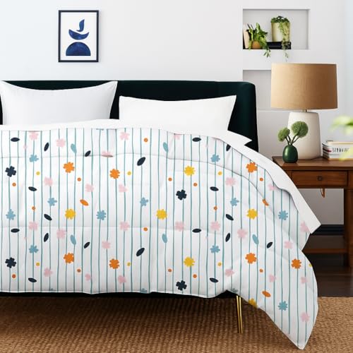 Image of King Size - 102x108 Comforter Set, 4 Pieces Bed in a Bag, Complete Bedding Set Includes Ray of Flowers Comforter, Flat Sheet,2 Pillowcases, Ray of Flowers