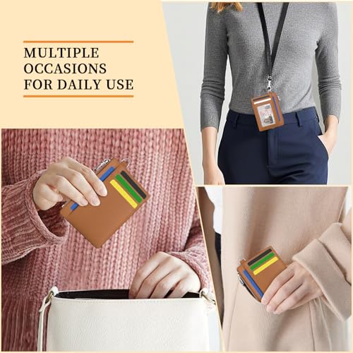 Image of Hancynir Minimalist Small Wallet Women Credit Card Holder, RFID Blocking Slim Mini Card Wallets Cute Front Pocket PU Leather Card Case Thin Travel Zipper Coin Cash for Ladies Men Wallet Gifts Brown