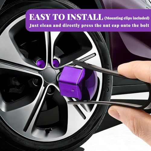 Image of Blueshyhall 19mm Wheel Lug Nut Cover Bolt Caps Anti-Rust Car Tire Nut Cover with Removal Tool (Pack of 20) - Chrome Purple